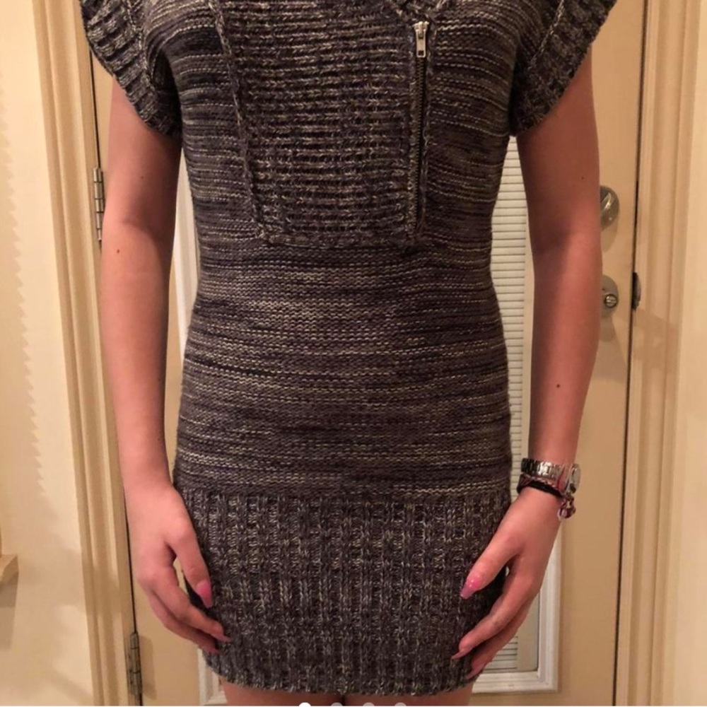 Knit sweater hooded mini dress size small